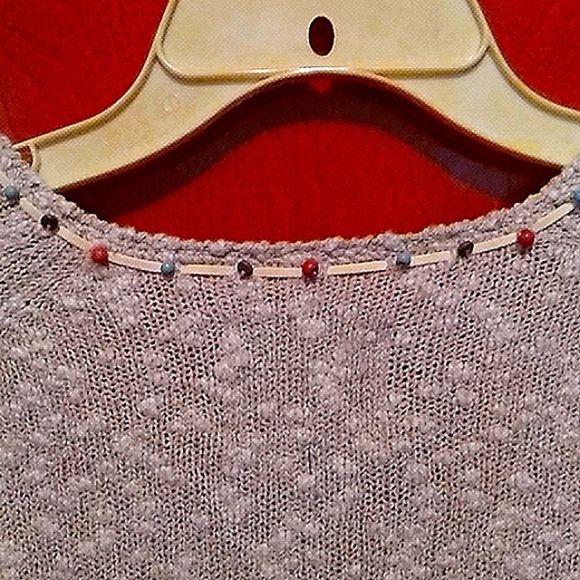 Curio XL Indian Beads on collar 3/4 sleeves sweater color camel - Picture 6 of 7